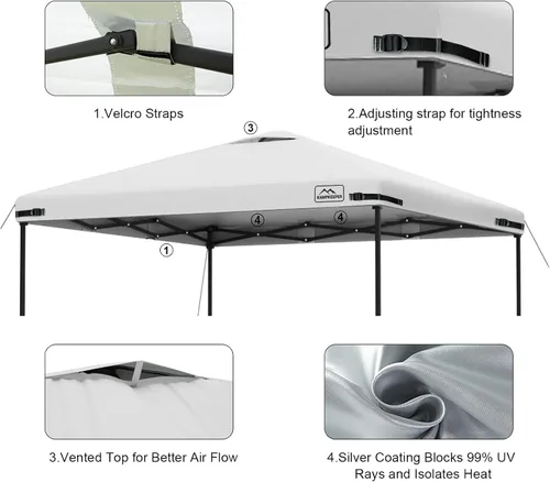 Vista 20 de KAMPKEEPER Cubierta de Repuesto Superior para Carpa Toldo Emergente con Ventilación de Aire y Correa Elástica Ajustable, Poliéster Resistente a Azul