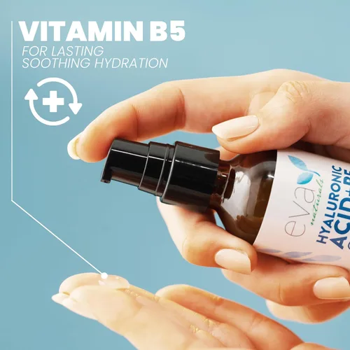 Vista 5 de Eva Naturals Ácido hialurónico + suero B5 para la cara – Suero facial ultra hidratante con vitamina C y B5 para hidratación profunda, tratamiento