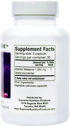Vista 3 de Supreme Nutrition Alaria Supreme, 90 cápsulas vegetarianas Pure Atlantic Wakame