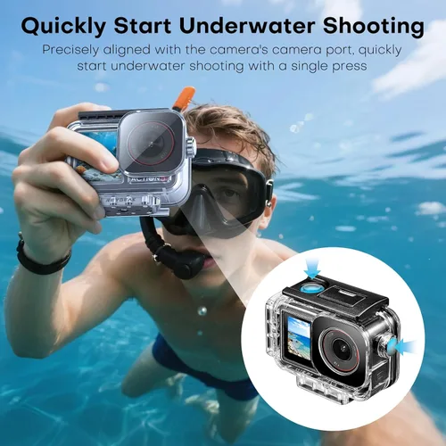 Vista 5 de REYGEAK Funda impermeable para DJI Osmo Action 5Pro/4/3,164FT/50M Kit de buceo de carcasa protectora subacuática, carcasa de buceo con interfaz