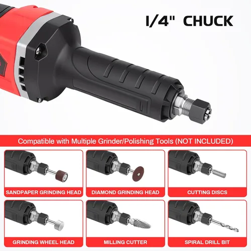 Vista 8 de Amoladoras inalámbricas para batería Milwaukee M18 de 18 V, motor sin escobillas de hasta 25000 RPM, pinza de 1/4 pulgadas para pulido, corte