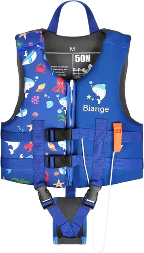 Vista 7 de Chaleco de natación para niños, chaqueta de natación para niños pequeños, flotadores para nadar con silbato de emergencia para niños y niñas de 1 a