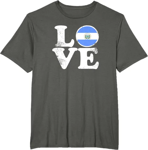 Vista 7 de Love El Salvador Flag tShirt Home Pride Distressed Tee T-Shirt