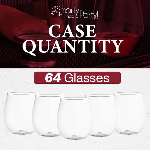 Vista 7 de Smarty Had A Party Copas de vino de plástico sin tallo de 12 onzas, paquete de 64 vasos de vino desechables transparentes para bodas, fiestas