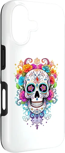 Vista 3 de Halloween Sugar Skull Flower Calavera Dia De Los Muertos Case for iPhone 17