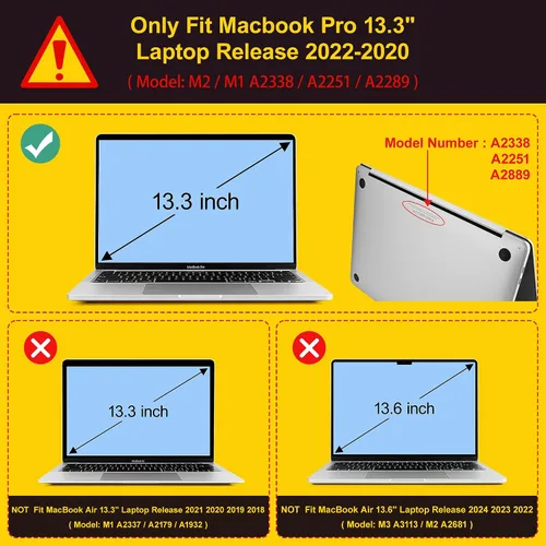 Vista 2 de Mektron Funda para MacBook Pro de 13 pulgadas 2022 2021 2020 versión A2338 M2 M1 A2289 A2251, cubierta rígida de plástico impresa para MacBook Pro