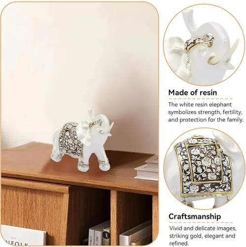 Vista 2 de Estatua de elefante, figura de la suerte de riqueza, mini estatua de elefante de la suerte, decoración del hogar, figuras de elefante de Feng Shui