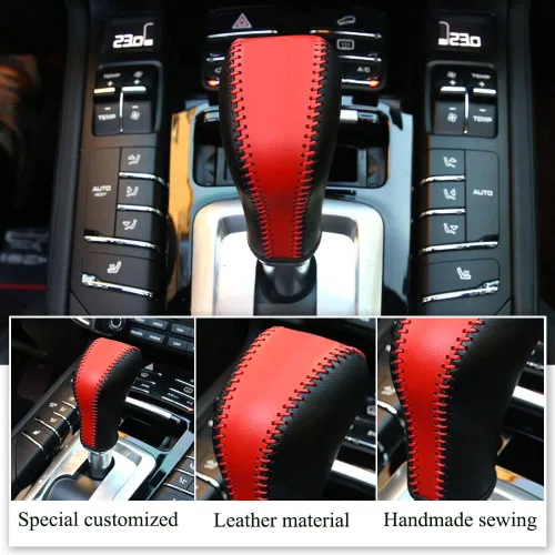 Vista 2 de XITER Funda de cuero para palanca de cambios automática, protector de palanca de cambios para Porsche Cayenne 2011 2012 2013 2014 2015 2016 2017
