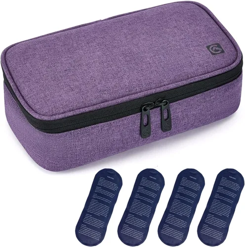 Vista 10 de ALLCAMP - Maletín de viaje para diabéticos, organizador de medicamentos con 4 paquetes de hielo, color negro (9 x 4.72 x 3.14 pulgadas)