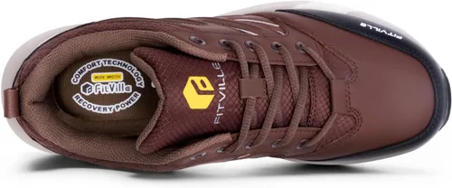 Vista 4 de FitVille Zapatos de senderismo anchos para hombre, repelentes al agua, para exteriores, zapatos de trabajo con soporte de arco, núcleo resistente