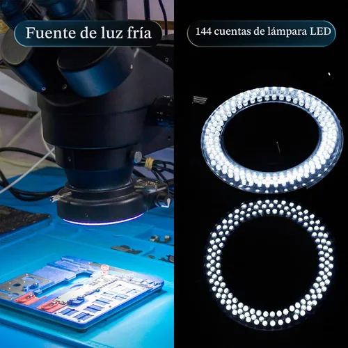 Vista 4 de Ajustable 144 LED perlas anillo luz iluminador lámpara para monocular binocular trinocular soldadura reparación estéreo microscopio cámara de vídeo