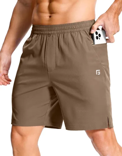 Vista 41 de GGJ Pantalones cortos deportivos ligeros para hombre con 2 bolsillos con cremallera de 7/5/9 pulgadas, pantalones cortos de tenis de secado rápido
