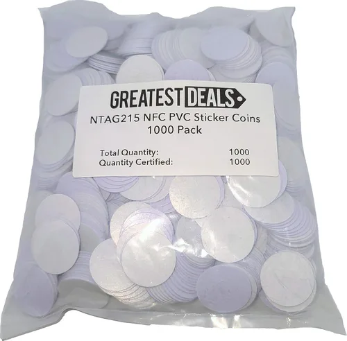 Vista 5 de (11x - 100x) NTAG215 NTAG 215 25mm NFC Calcomanías, Funcionan perfectamente con TagMo (Android) y Placiibo (iOS)! Varios tamaños disponibles.