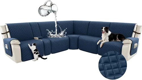 Vista 105 de Arfntevss Fundas para sofá seccional reclinable para sofá seccional en forma de L, funda antideslizante lavable para sofá reclinable con forma de L