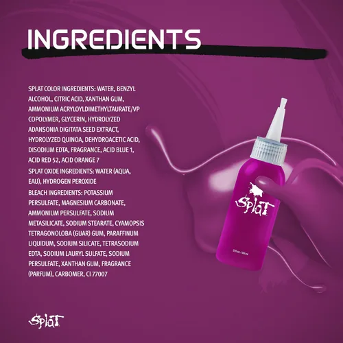 Vista 6 de Splat Berry Blast - Kit de tinte semipermanente para el cabello con blanqueador, 1 aplicación, incluye tinte para el cabello rosa morado, óxido