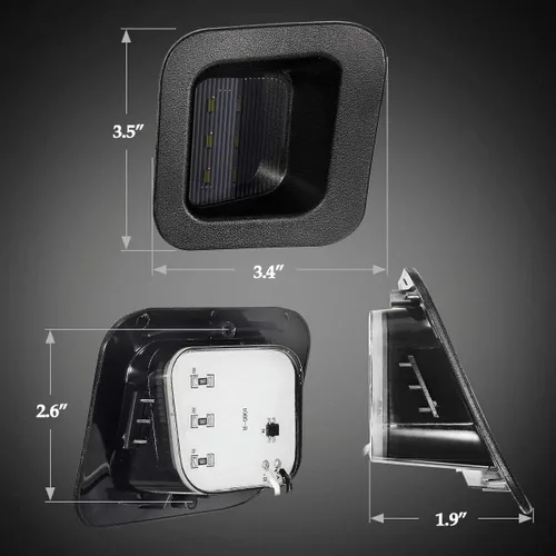 Vista 4 de Ensemble de luces LED Partsam para matrícula con carcasa negra ahumada Compatible con Dodge Ram 1500 2500 3500 2003-2018 para camioneta Pickup