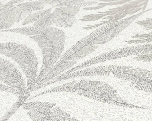 Vista 3 de CONCORD WALLCOVERINGS ™ Papel tapiz moderno con textura floral, hojas de pared de vinilo, gris, metálico, plateado, blanco, 21 pulgadas x 33 pies