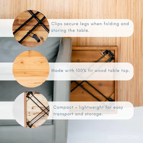 Vista 8 de Sleekform Mesa plegable de madera – Escritorio plegable portátil – Escritorios plegables fáciles de montar para espacios pequeños – Mesas