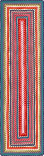 Vista 3 de SAFAVIEH Alfombra lavable para exteriores, colección trenzada de 2.3 x 8 pies, multicolor, hecha a mano y reversible, no desprende pelusa y fácil