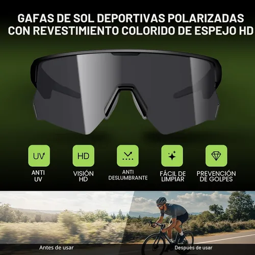 Vista 5 de Blackview - Lentes de sol Bluetooth, protección UV400, micrófono y altavoces integrados, compatible con asistente de voz, Bluetooth 5.4, lente D2
