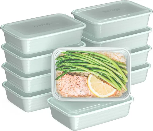 Vista 16 de Bentgo Prep - 20 piezas de contenedores reutilizables para preparación de comidas con 1 compartimento y tapas, materiales libres de PFAS y BPA
