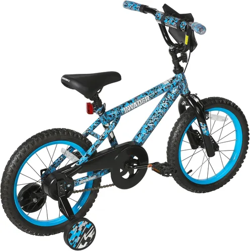 Vista 3 de Dynacraft Invader 16-Inch Kids BMX Bike for Ages 5–7 Years, Beginner Bicycle with Coaster Brake and Training Wheels, Blue and Red
