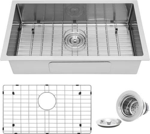 Vista 13 de Kitsitchen SUS304 - Fregadero de cocina negro para autocaravana, fregadero de cocina de acero inoxidable para montaje inferior, 23 x 16 x 7