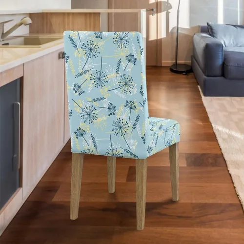 Vista 6 de HUGS IDEA Fundas elásticas para sillas de comedor con diente de león azul, fundas protectoras para sillas de cocina, lavables, para decoración