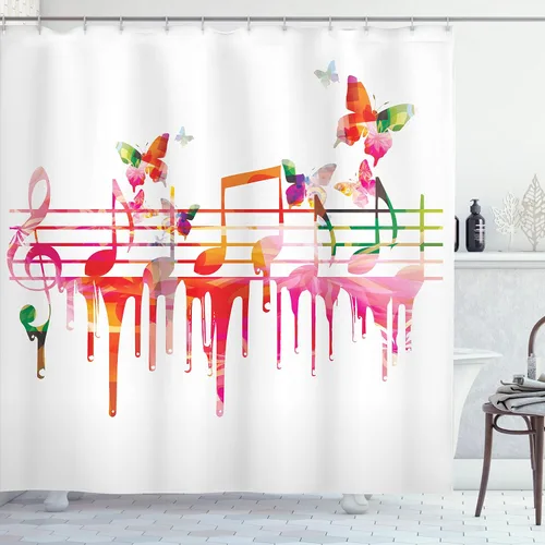 Vista 76 de set de cortina para baño decorativa de tela de poliéster con ganchos