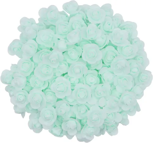 Vista 19 de 500 piezas de mini cabezas de rosas artificiales de espuma de polietileno, flores artificiales hechas a mano, ramo de novia de boda, decoración
