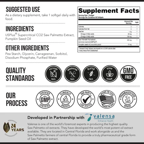 Vista 7 de Extracto de Saw Palmetto – Potencia 10X, Fuerza de Grado Farmacéutico – Más Aceite de Semilla de Calabaza – Apoya la Salud de la Próstata, Alivia