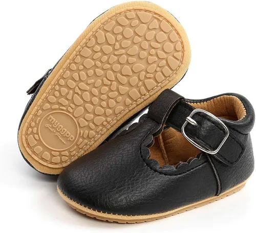 Vista 2 de Zapatos planos Mary Jane con lazo para bebé, suela de goma suave, zapatos para caminar para bebés, princesa, cuna, zapatos de vestir de boda