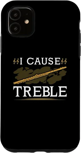 Vista 6 de Funda para iPhone 11 Pro Max con flauta transversal, I Cause Treble, divertida funda Flutist