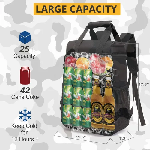 Vista 5 de Mochila térmica táctica, mochila de almuerzo para hombres y adultos, para trabajo con asa, mochila térmica suave aislada, impermeable, a prueba