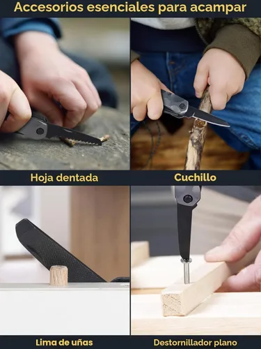 Vista 6 de Multiherramienta Accesorios de Camping Rellenos de Media para Hombres Regalos de Papá, 13 en 1 Herramientas Múltiples de Supervivencia Martillo
