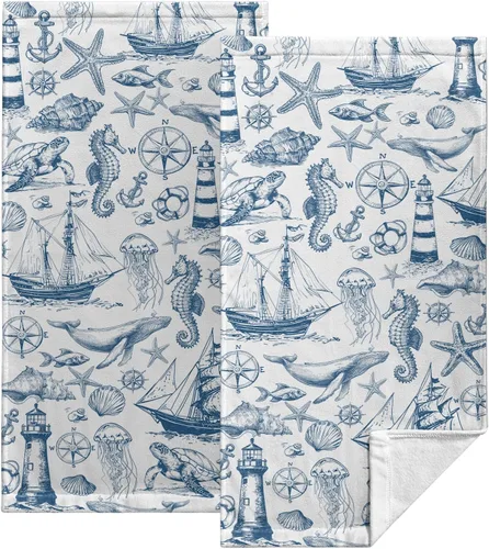 Vista 22 de Toallas de Mano Azul Gris Marrón para Baño Negras Pintura Moderna de Arte Abstracto Toallas de Cocina Suave Absorbente Toalla de Huésped Punta