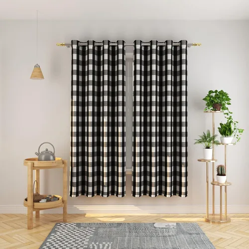 Vista 107 de Cortinas de 24 pulgadas de largo con diseño Buffalo Check Gingham Plaid para ventanas de cocina y baño, tratamiento para ventanas con 2 paneles