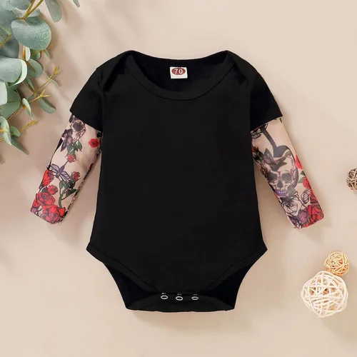 Vista 3 de LYSMuch Mameluco de algodón con manga de tatuaje para bebés, niños y niñas pequeños