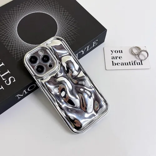 Vista 2 de Funda de protección de lente de cámara con textura de meteorito brillante de lujo, galvanizada suave a prueba de golpes para iPhone 14 Pro Max
