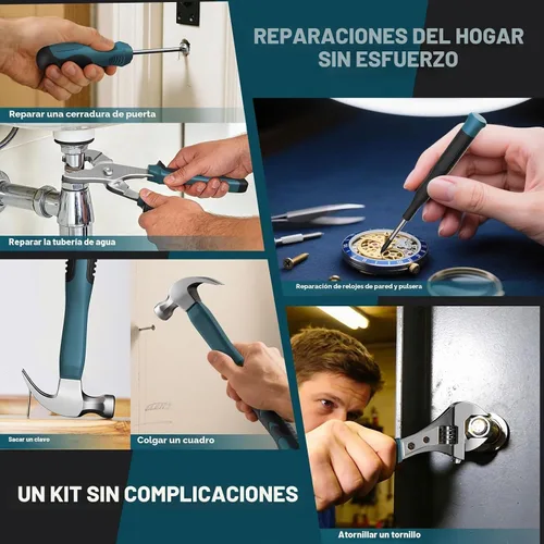Vista 7 de Kit de herramientas para el hogar, 199 piezas, juego de herramientas básicas de reparación de automóviles para el hogar, caja de herramientas