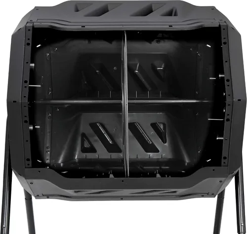 Vista 9 de HomGarden Contenedor de compostaje de doble cámara de 43 galones para exteriores, vaso de compostaje resistente con 2 puertas correderas para Negro
