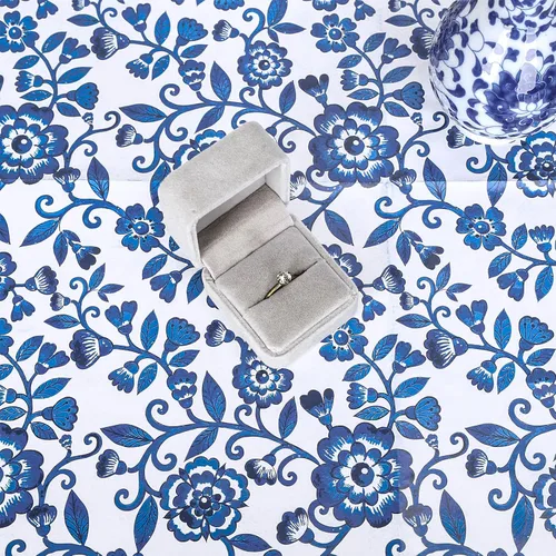 Vista 4 de Whaline 12 hojas de papel de regalo chinoiserie azul de 19.7 x 27.6 pulgadas, papel de regalo floral de porcelana de paisaje chino clásico, papel