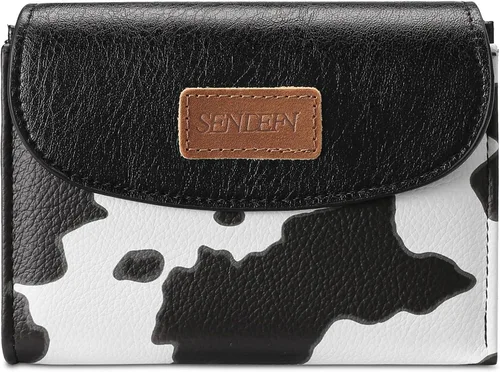Vista 10 de SENDEFN Cartera pequeña para mujeres de cuero con bloqueo RFID, cartera de muñeca, tarjetero con doble cremallera, monedero, cartera bifold
