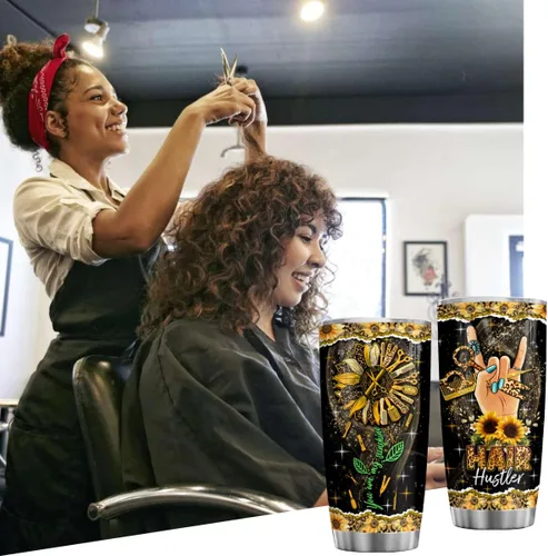 Vista 4 de Hair Hustler - Vaso de acero inoxidable de 20 onzas con texto en inglés "You Are My Sunshine", regalos de girasol para estilistas, regalos