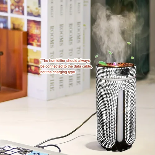 Vista 3 de Humidificador de coche con diamantes de imitación, humidificador USB de aceite esencial para coche, humidificador de aromaterapia, portátil, mini