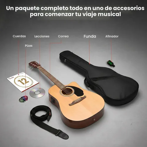 Vista 2 de Fender FA-125CE - Conjunto de guitarra electroacústica Natural