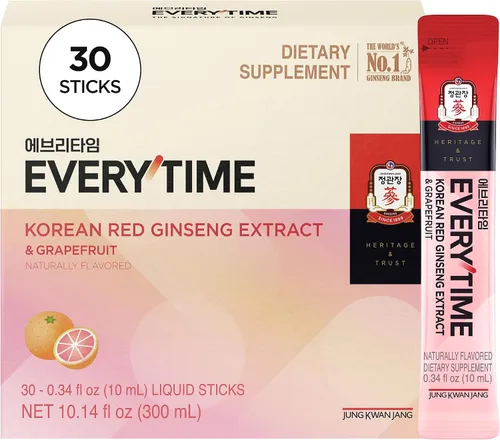 Vista 13 de JUNG KWAN JANG Everytime - Extracto de ginseng rojo coreano de 1,000 mg y pomelo – Bebida energética vegana con raíz de ginseng en sobres líquidos