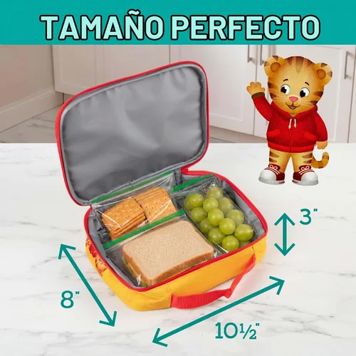 Vista 4 de Daniel Tiger's Neighborhood - Bolsa de almuerzo aislada para niños, bolsa preescolar Daniel Tiger - Amarillo