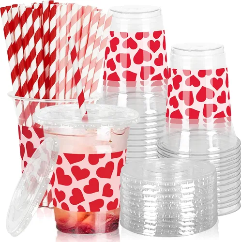 Vista 12 de JarThenaAMCS 50 Vasos de Plástico de Halloween con Tapas y Pajitas Vaso para Beber 12oz Rosa Negro Calavera Bad Two The Bone Vasos Desechables