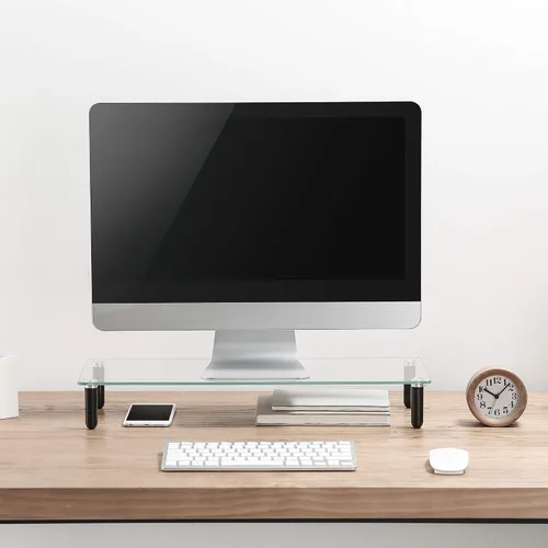 Vista 8 de Lorell Soporte de monitor de vidrio de un solo estante de 4 patas